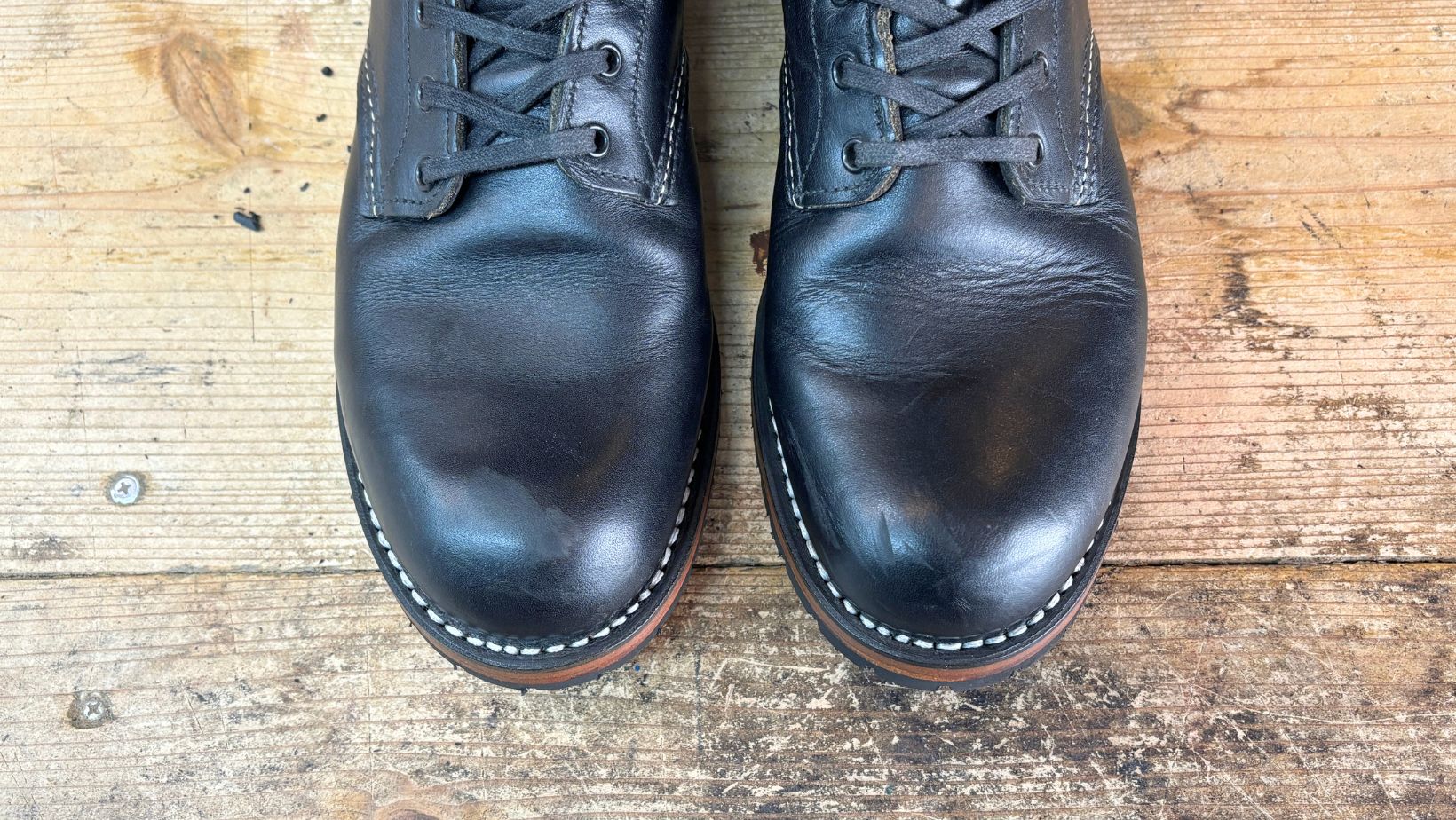 ベックマン9014 Vibram2333交換後のつま先と出し縫い
